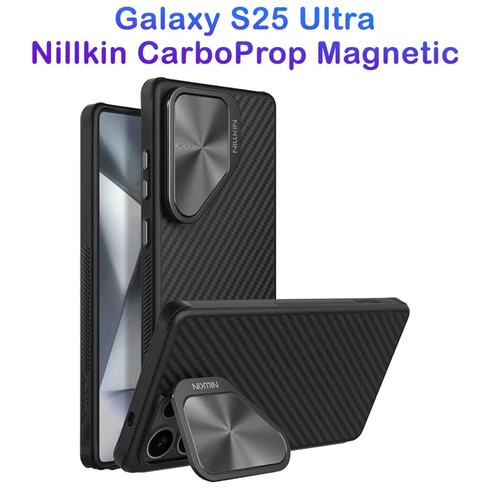 کاور کربنی مگنتی کمرا استند Samsung Galaxy S25 Ultra مارک نیلکین مدل CarboProp
