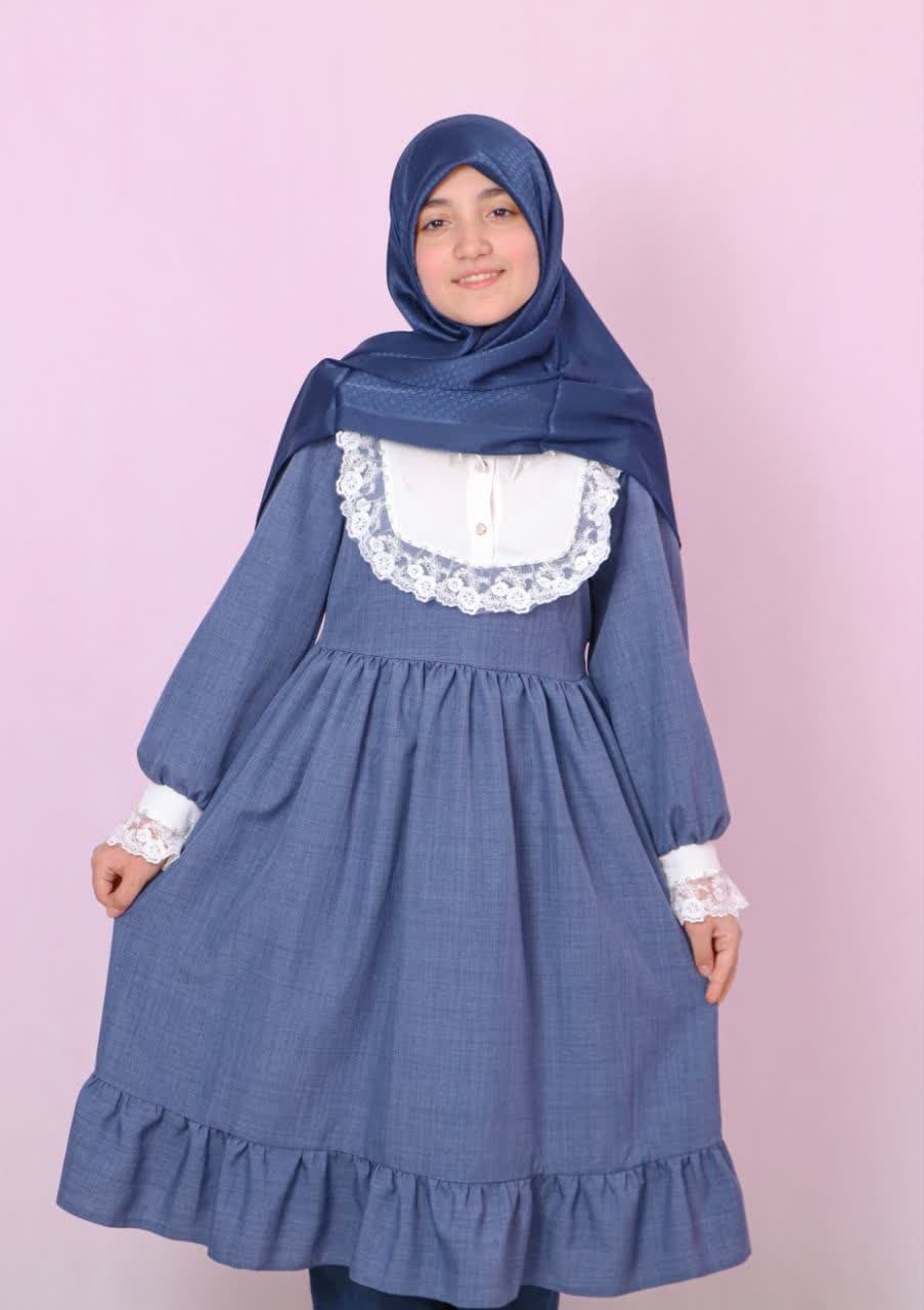 پیراهن دخترانه شانتون هیلدا آبی