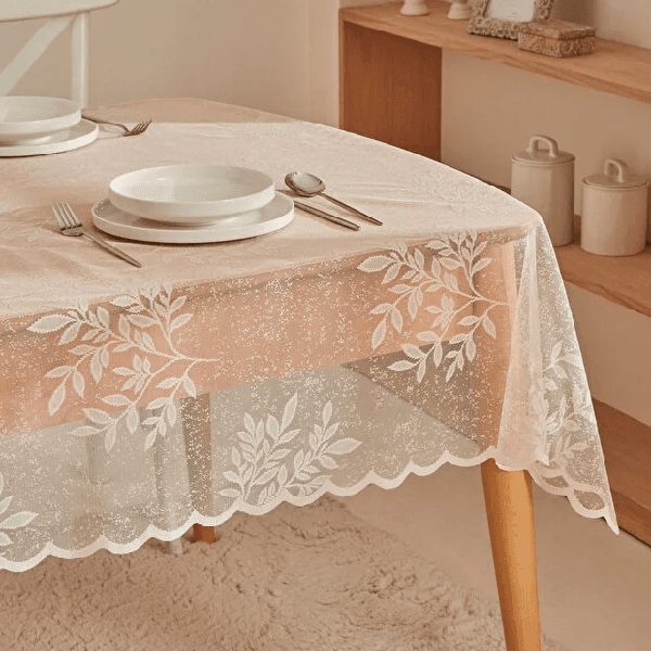 رومیزی توری 145 × 220 سانتی متر کاراجا هوم مدل Hessa بژ