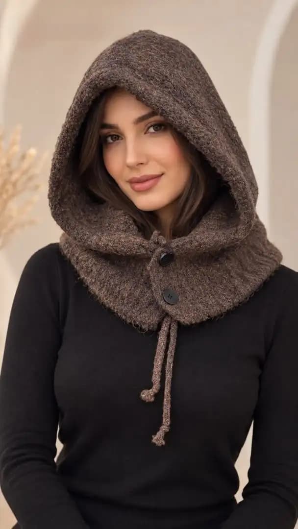 کلاه اسکیمویی بافتنی گرم و مناسب روزهای سرد