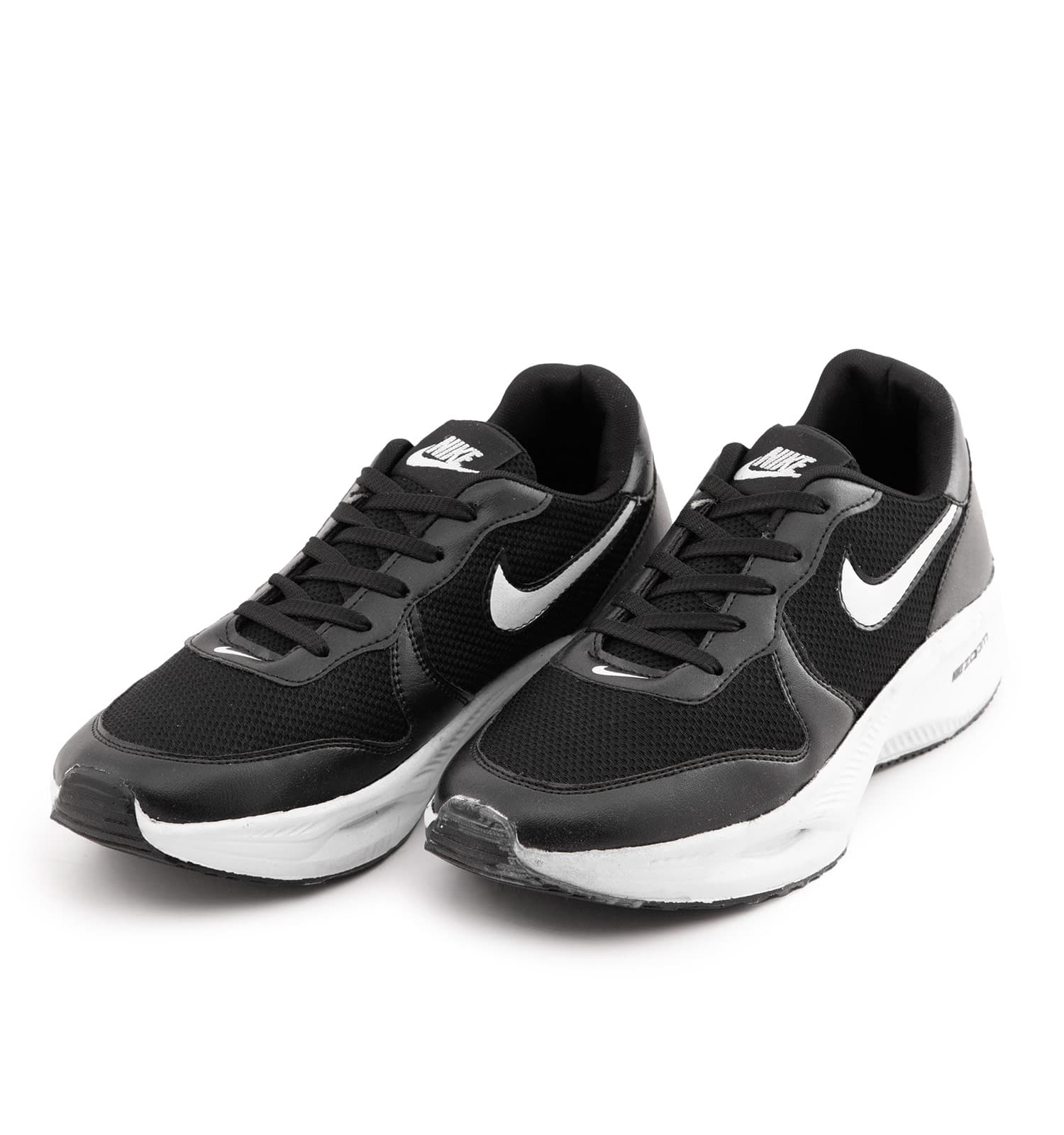 کفش مردانه اسپرت چرم مصنوعی مشکی سفید Nike کد 51516 — تصویر ۳