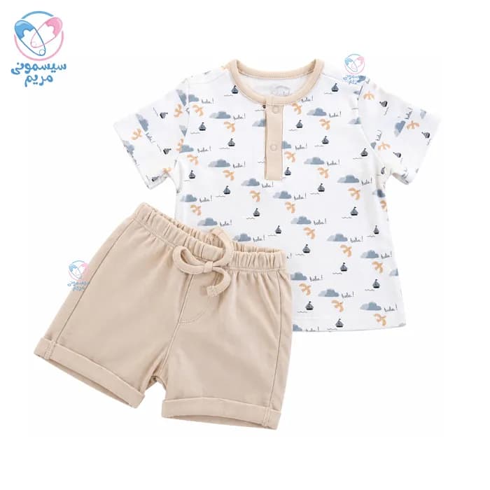 ست تیشرت و شلوارک سیسیم بیبی قایق و ابر Ciccim baby 5315