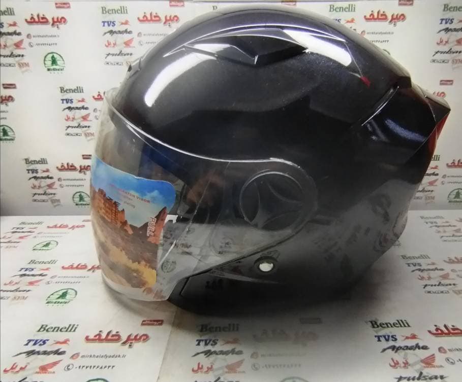 کلاه کاسکت ایمنی موتور سیکلت بدون فک برند رادین رنگ مشکی براق عینک دار