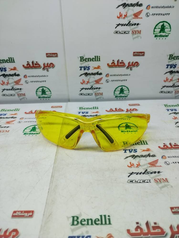 عینک بادگیر موتور سواری زرد طلایی دید در شب