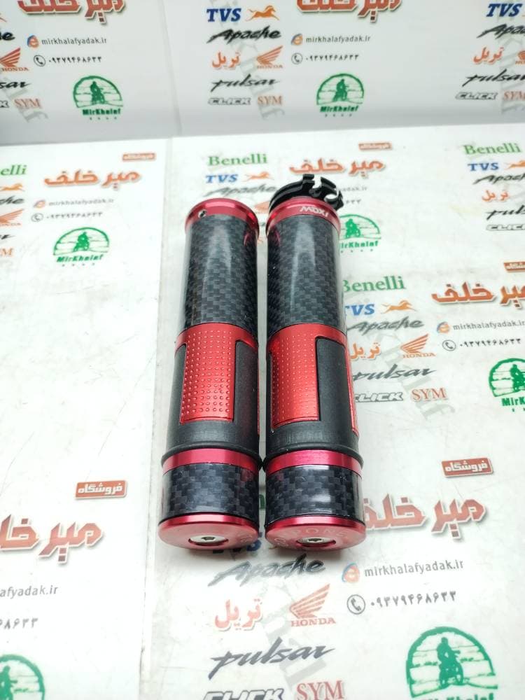 لاستیک سر دسته اسپرت رنتال ریزوما cnc انواع موتورسیکلت فول کربن قرمز