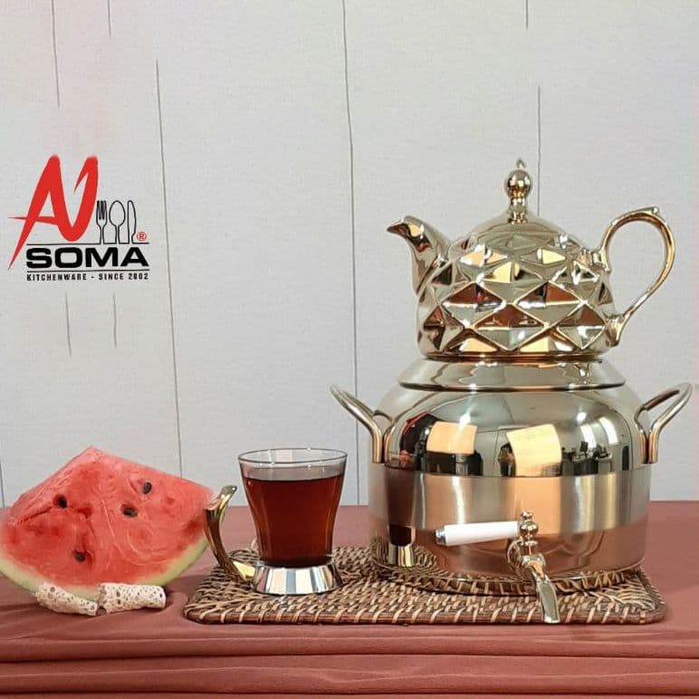 کتری قوری سوما 6 لیتر تمام طلایی «ارسال رایگان»