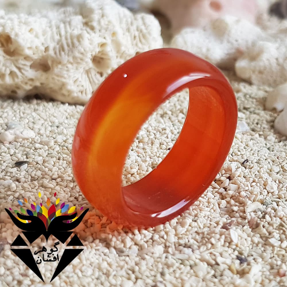 حلقه عقیق پرتغالی پهن اصل خوشرنگ R1759