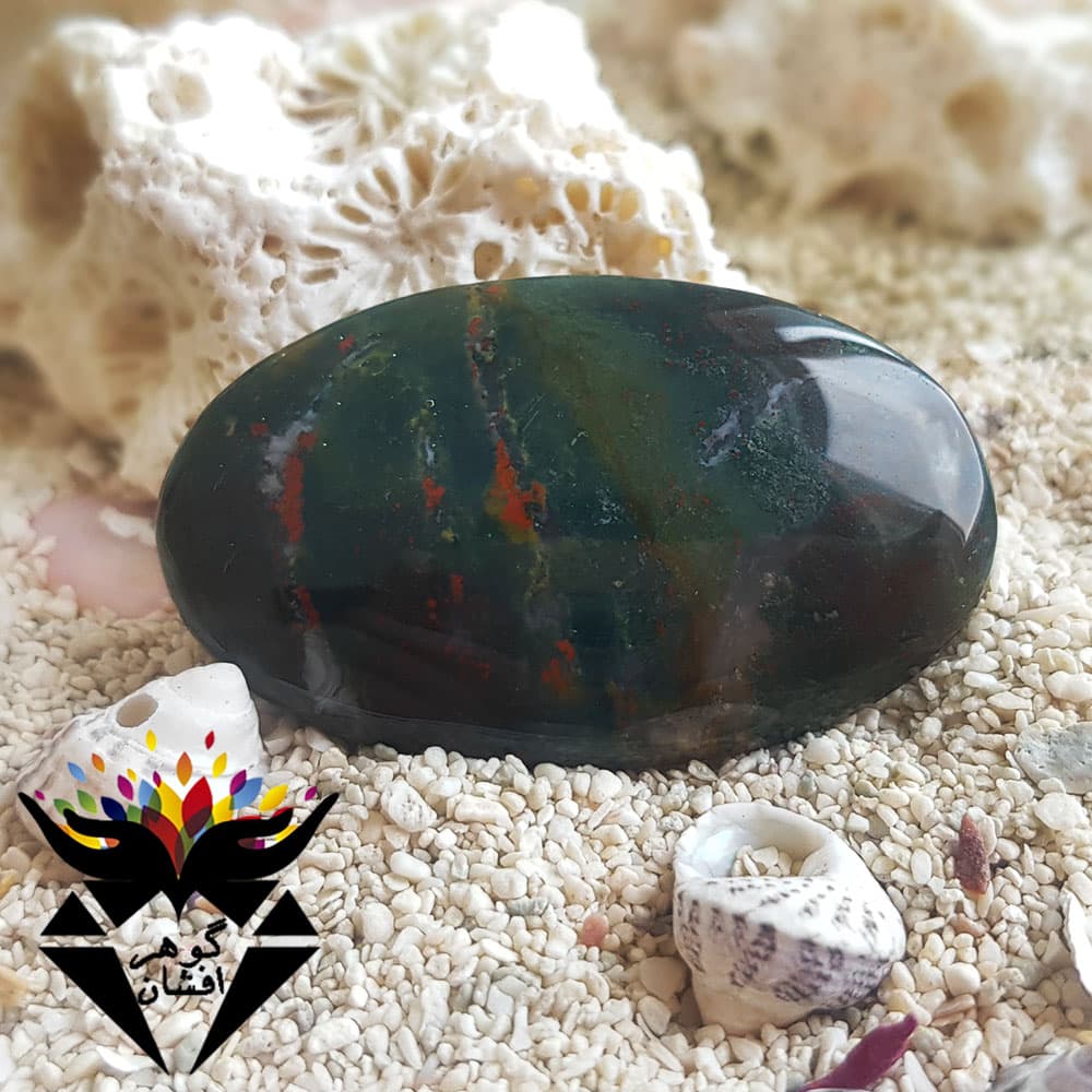 نگین سنگ خون اصل خوش نقش بیضی کد N_1474