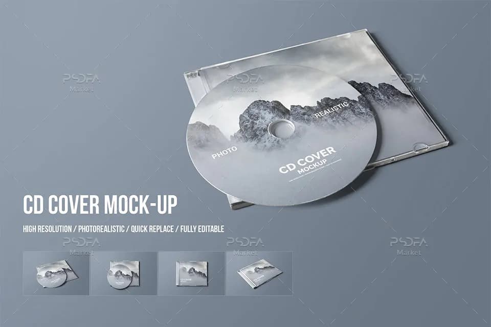 موکاپ کاور CD و DVD لایه باز قابل ویرایش در فتوشاپ