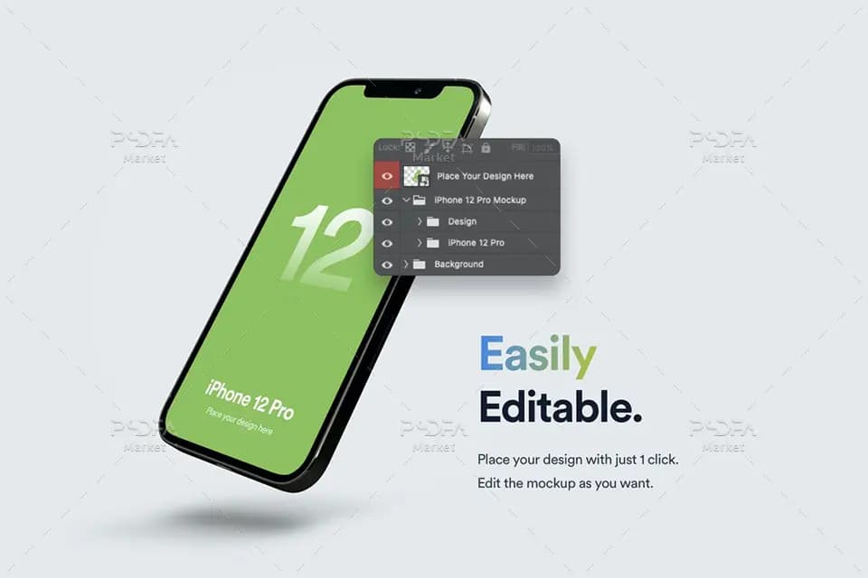 موکاپ آیفون 12 پرو لایه باز برای فتوشاپ – iPhone 12 Pro Mockups — تصویر ۵