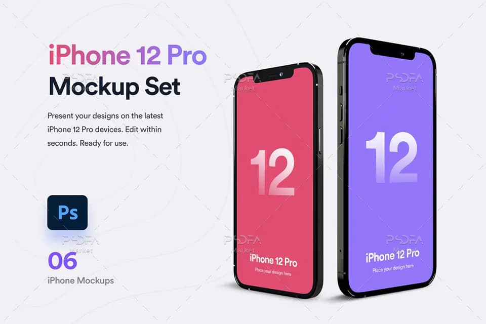 موکاپ آیفون 12 پرو لایه باز برای فتوشاپ – iPhone 12 Pro Mockups