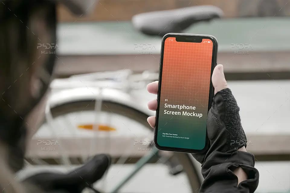 موکاپ گوشی آیفون در دست داخل شهر و پارک iPhone Mockup — تصویر ۶