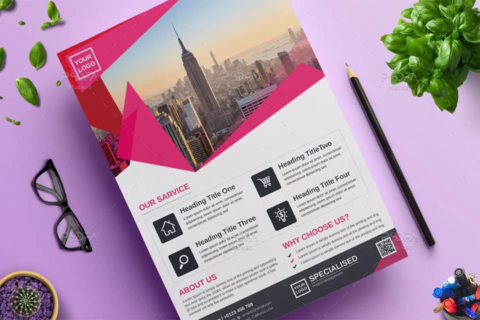 تراکت کسب و کار شرکتی با رنگبندی متنوع برای فتوشاپ و ایلوستریتور