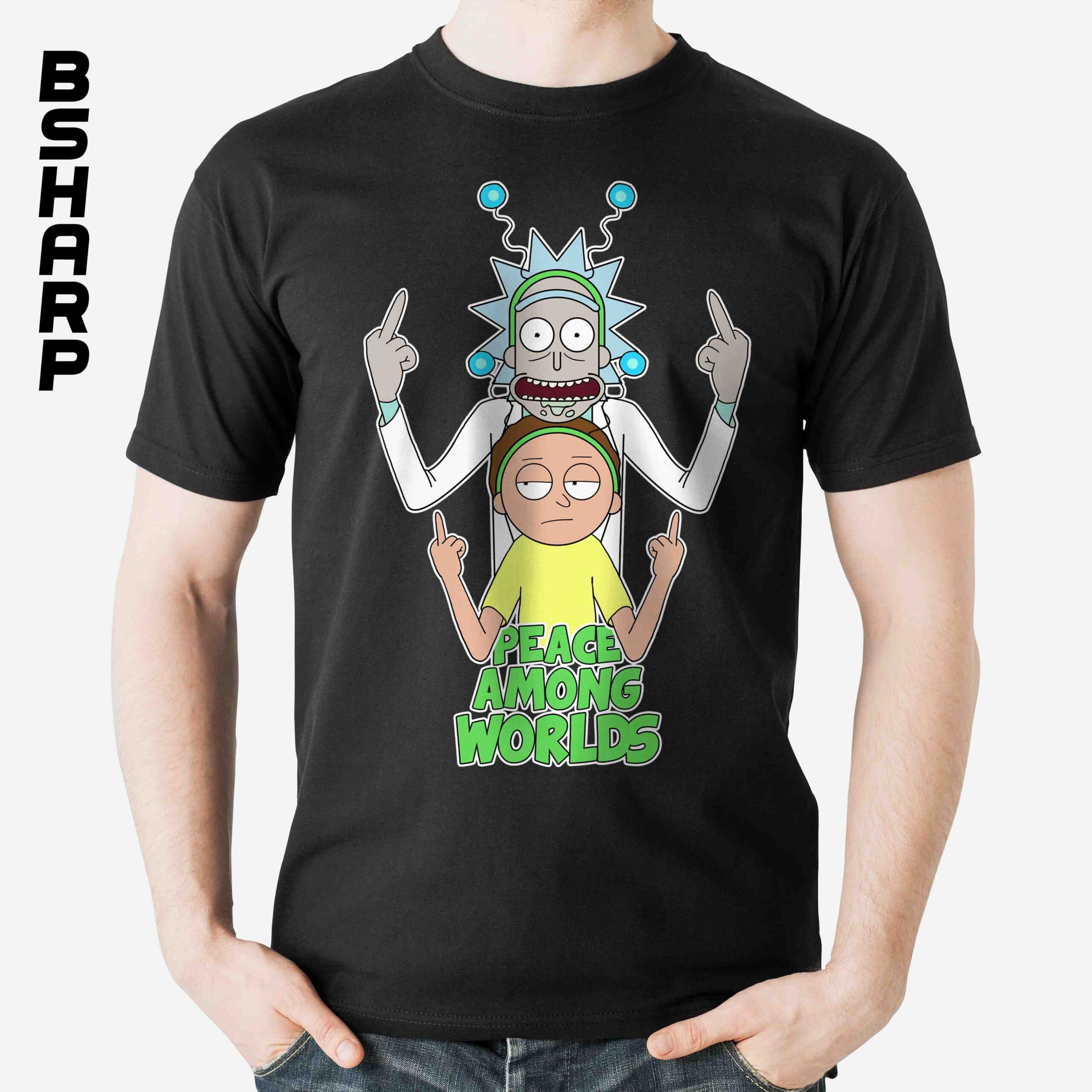 تیشرت Rick And Morty طرح Peace Among Worlds