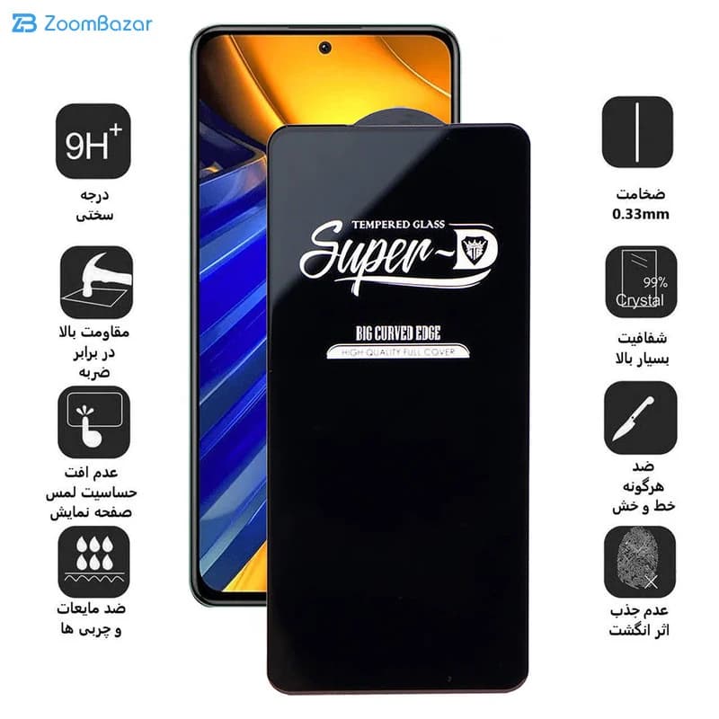 گلس اپیکوی مدل Super 5D مناسب برای گوشی موبایل شیائومی Poco F4 5G / Redmi K40S / K50 /K50 Pro / K50 Ultra / Xiaomi 12T/ 12T Pro — تصویر ۳