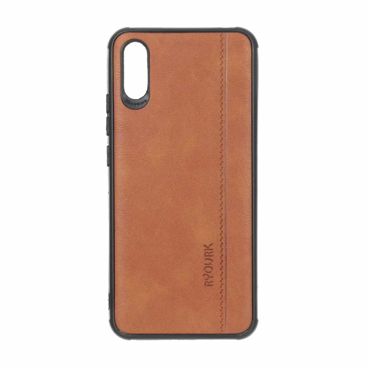 قاب طرح چرم RYOURK مدل Xiaomi Redmi 9A / Redmi 9A Sport / Redmi 9AT – عسلی