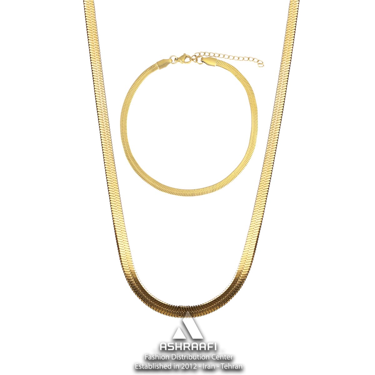 ست گردنبند و دستبند هرینگبون Herringbone Necklace & Bracelet G-01