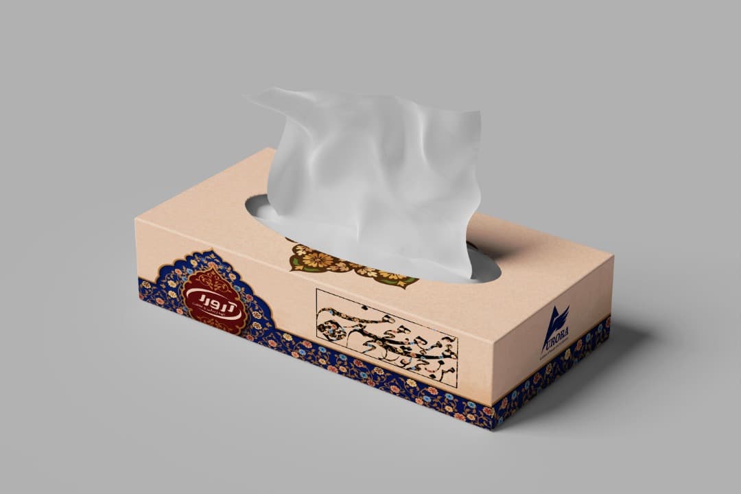 دستمال جعبه 200برگ آرورا (تیشو زرین)