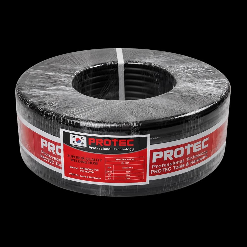 شلنگ هوا برش PVC ساخت کره پروتک (PROTEC) سایز ۸ (حلقه کامل ۱۰۰ متری) (فشار قوی مشکی)