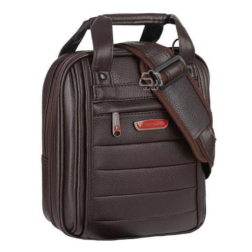کیف دوشی مردانه طرح چرم pierre cardin مدل LB71 با ضربه گیر 10 اینچی