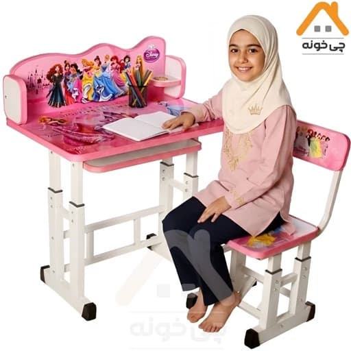 میز تحریر کودک مدل دخترانه پرنسس قابل تنظیم ارتفاع صادراتی کامنا مدل 13153519
