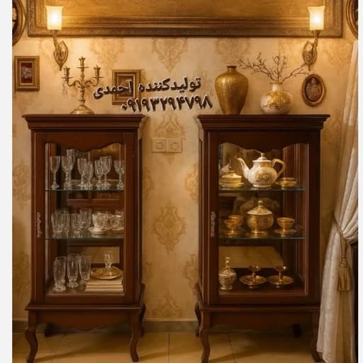 مینی بوفه کلاسیک چوبی فندقی کامنا مدل 13153504