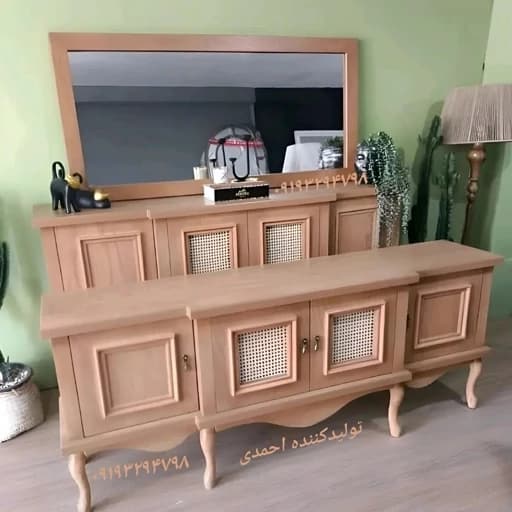 آینه کنسول ست میز تی وی جاکفشی حصیری خودرنگی کامنا مدل 13153462