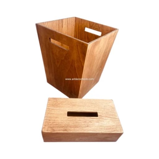 جای دستمال کاغذی و سطل زباله چوبی کامنا مدل 13145193