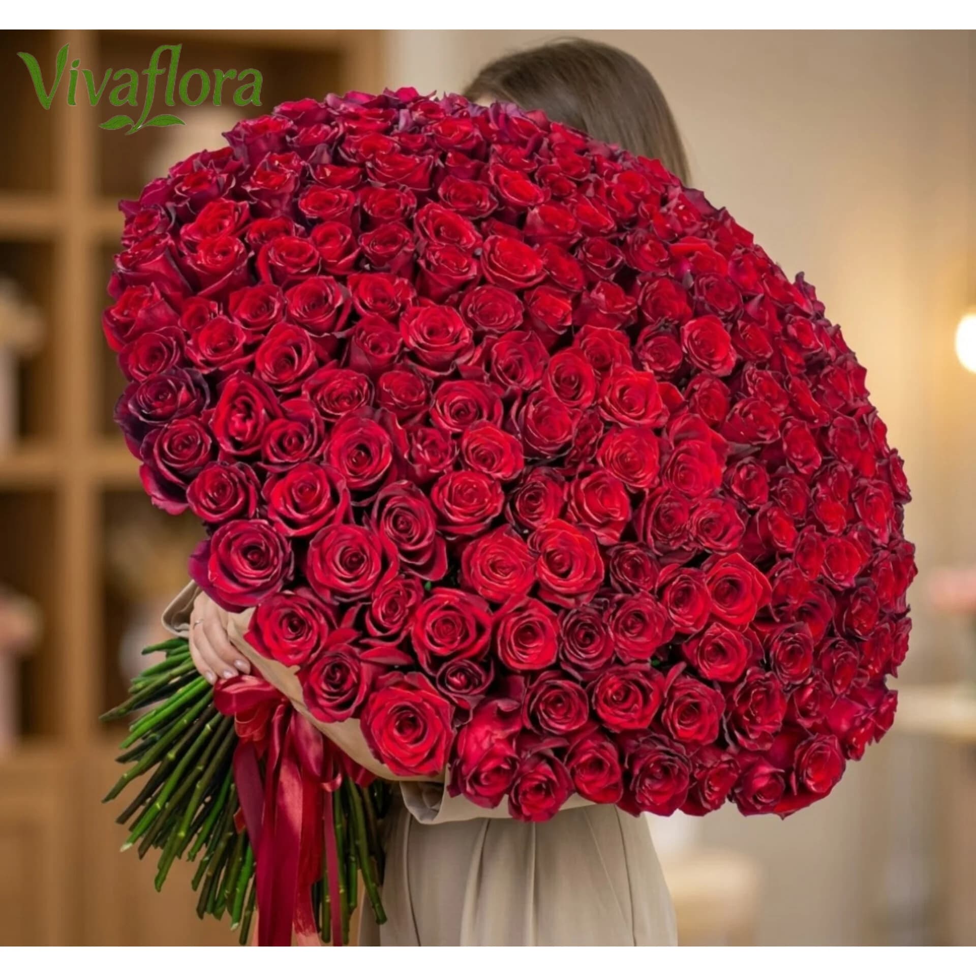 دسته گل بزرگ رز قرمز هلندی