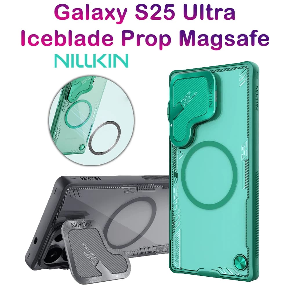 قاب کریستالی مگنتی کمرا استند Samsung Galaxy S25 Ultra مارک نیلکین مدل Iceblade Prop Magnetic