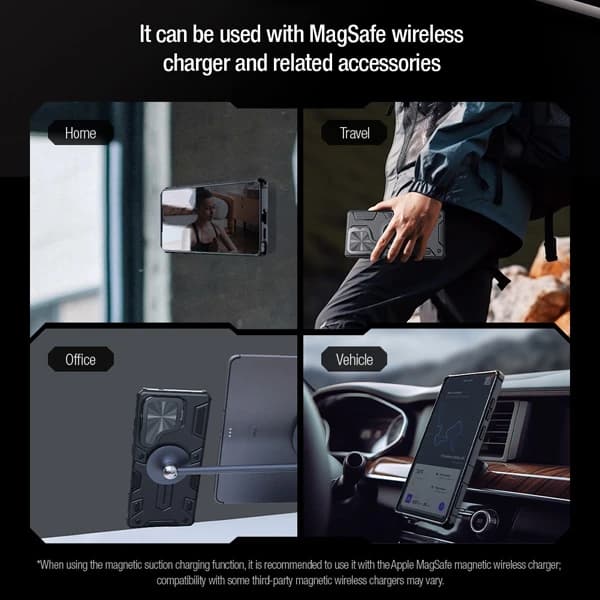 گارد ضد ضربه مگنتی کمرا استند Samsung Galaxy S25 Ultra مارک نیلکین مدل Camshield Armor Prop — تصویر ۸
