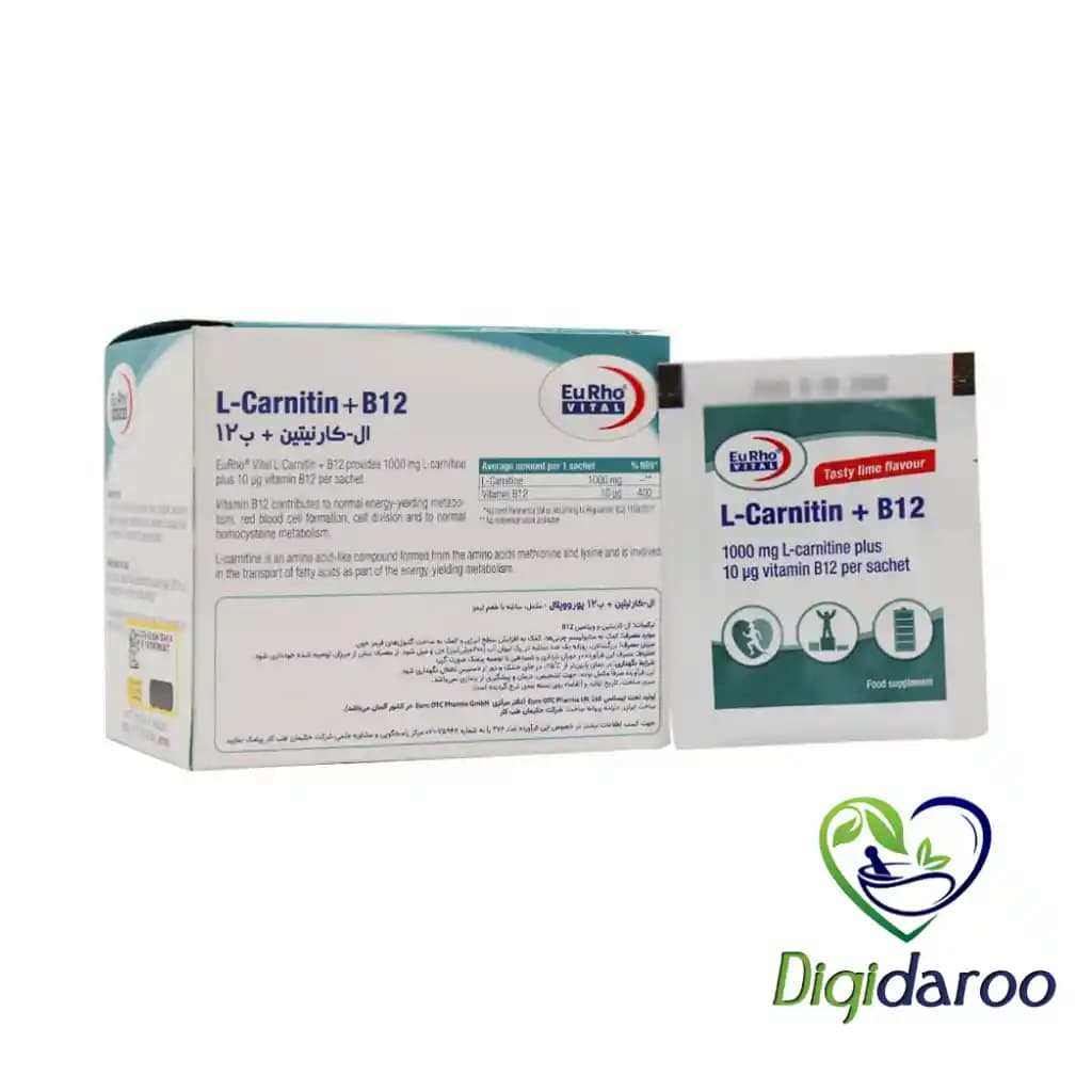 ساشه ال کارنیتین + B12 یوروویتال 14 عددی — تصویر ۲
