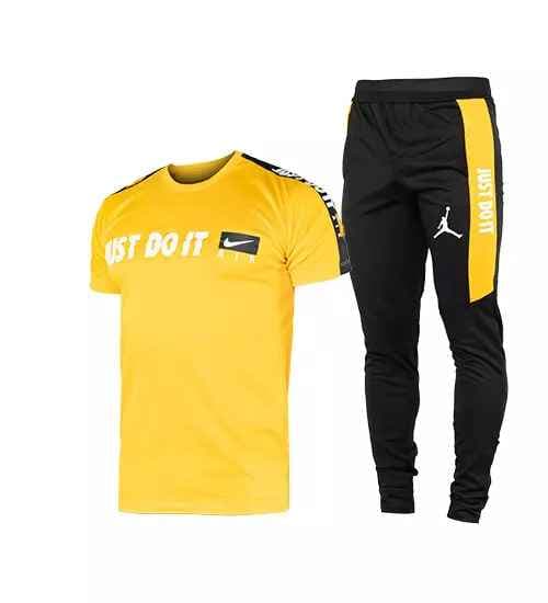 ست تیشرت و شلوار مردانه آستین کوتاه Nike ساده یقه گرد مدل 44497