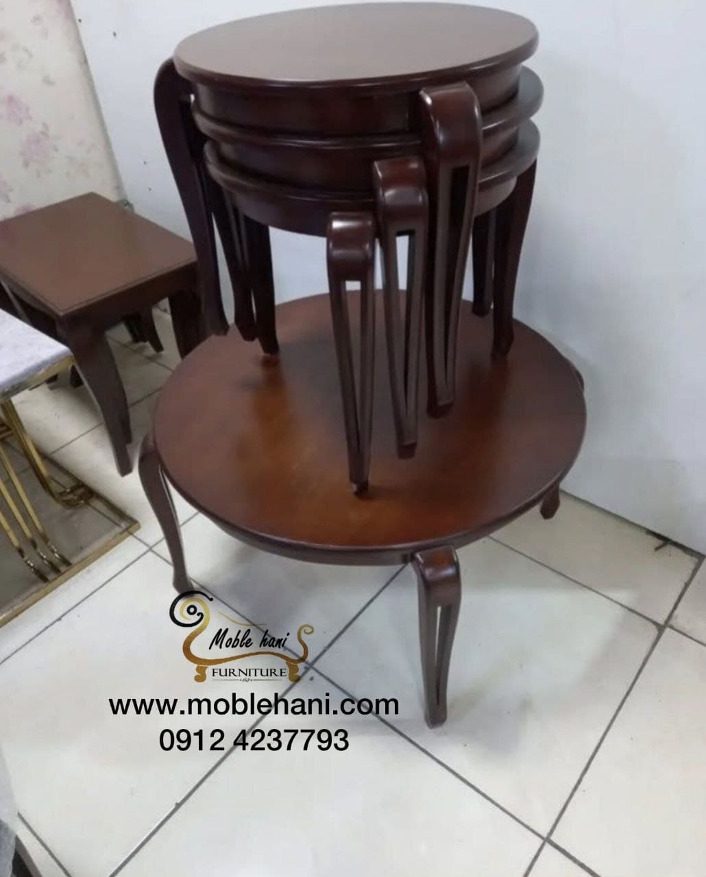 جلو مبلی و عسلی گرد کلاسیک هانی