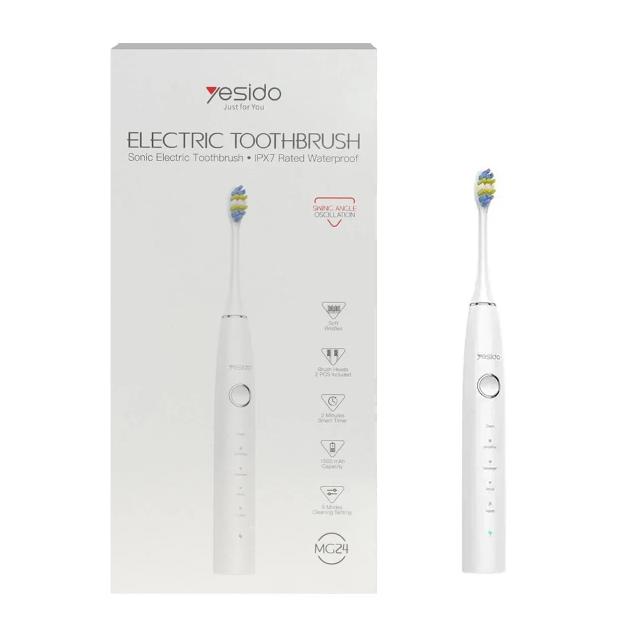 مسواک شارژی Yesido مدل MG24 – سفید (گارانتی 18 ماه تعویض نیکان همراه)
