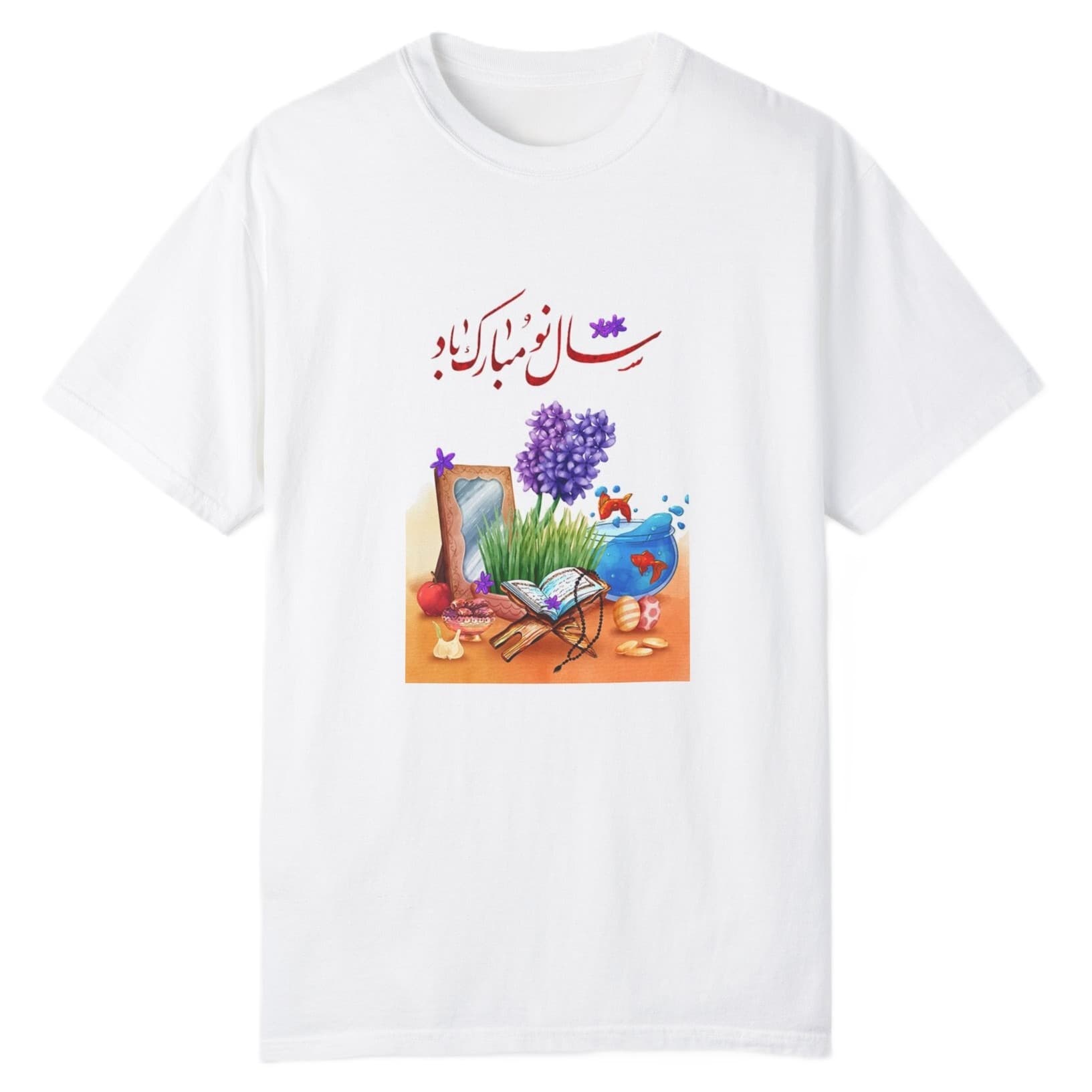 تی شرت آستین کوتاه دخترانه مدل عید نوروزی سال نو مبارک