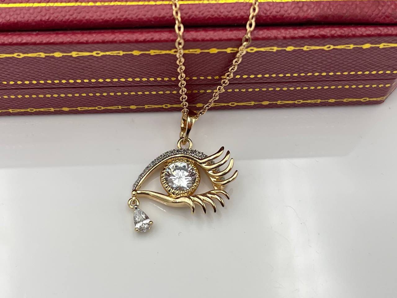 گردنبند چشم کامل با آویز نگین ژوپینگ