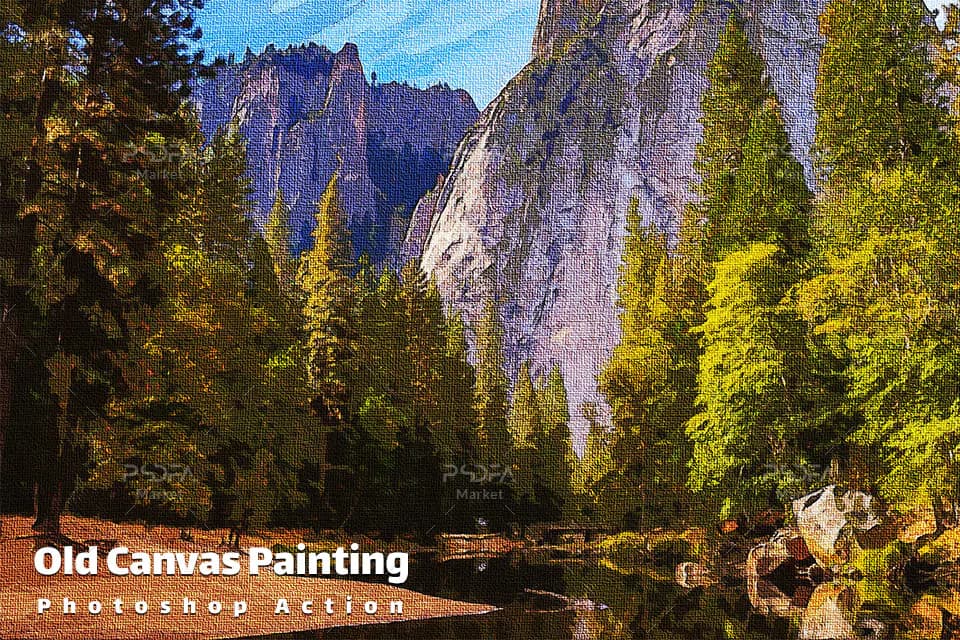 تبدیل عکس به نقاشی روی بوم در فتوشاپ با اکشن Old Canvas Painting