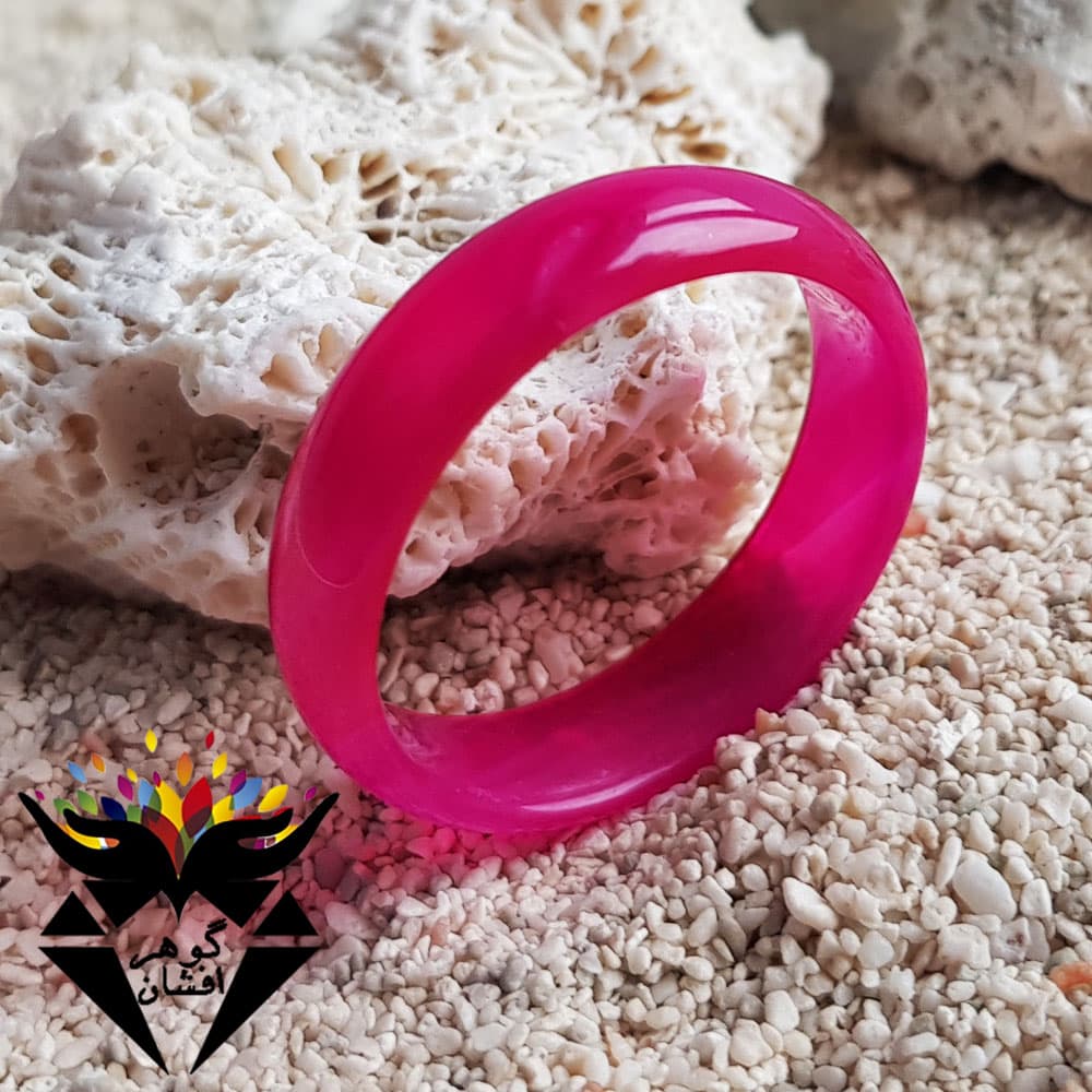 حلقه عقیق صورتی اصل ظریف خوشرنگ و زیبا R1453