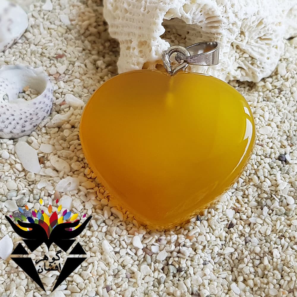 گردنبند عقیق شرف الشمس اصل مدل قلب G1874