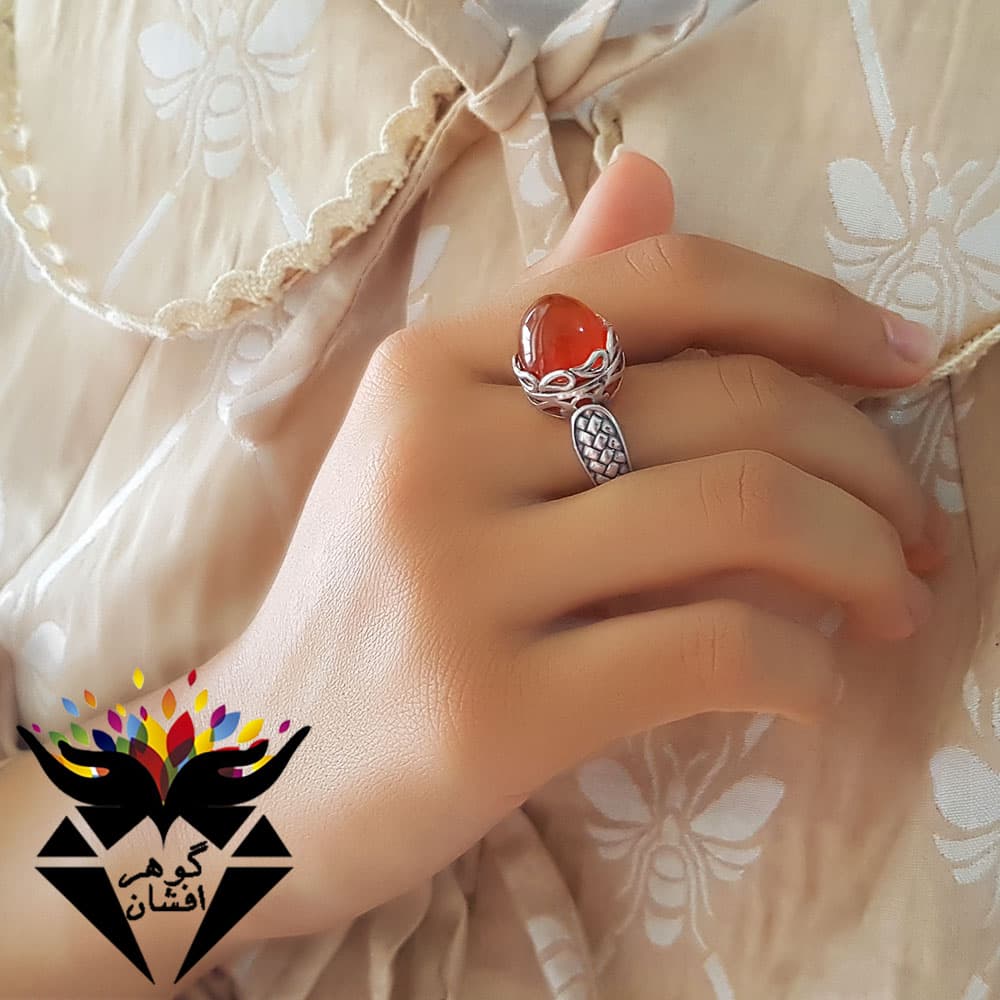 انگشتر عقیق یمنی دامله اصل زنانه R3138