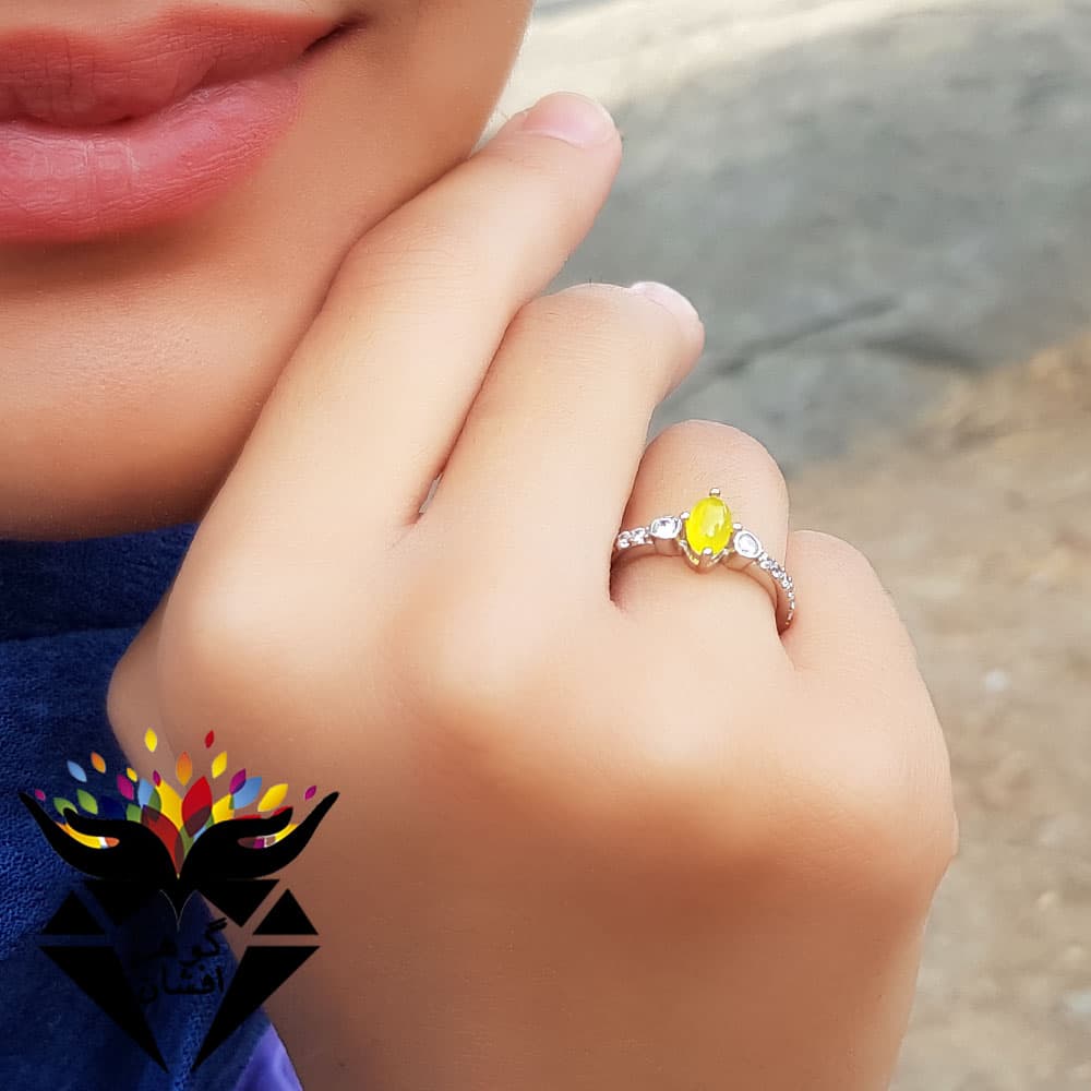 انگشتر عقیق زرد اصل ظریف زنانه R3133