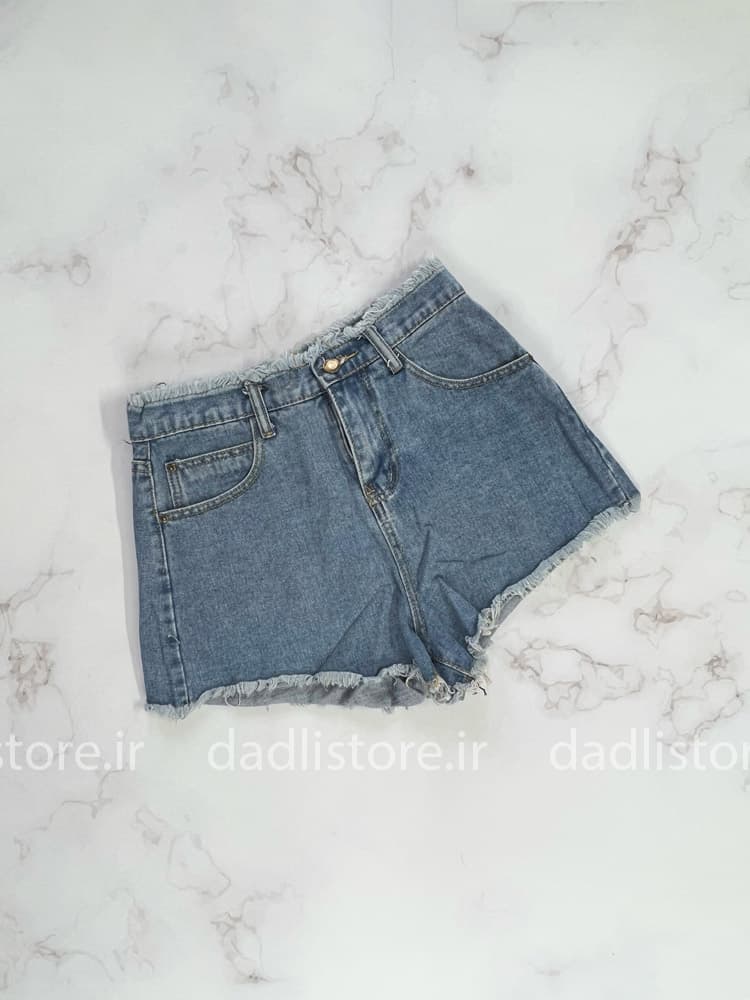 شورتک کوتاه جین پاچه ریش کمر ریش