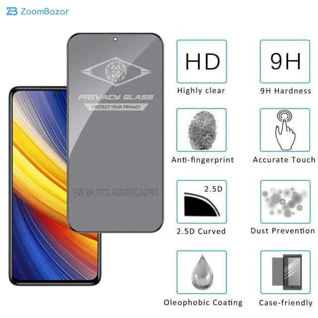 گلس پرایوسی اپیکوی مدل PvSight مناسب برای گوشی موبایل شیائومی Poco X3/ X3 NFC/ X3 Pro — تصویر ۴