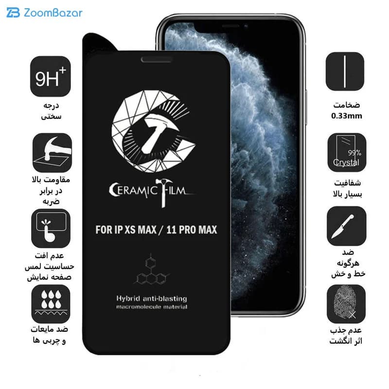 گلس سرامیکی اپیکوی مدل Crm مناسب برای گوشی موبایل اپل iPhone 11 Pro Max / XS Max — تصویر ۳