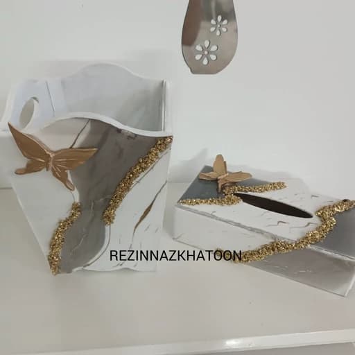سطل اشغال و جعبه دستمال کاغذی رزینی کامنا مدل 13145188