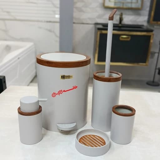 ست سرویس بهداشتی 5پارچه هارمونی مدل روشا رنگ کرم چوب کامنا مدل 13145144