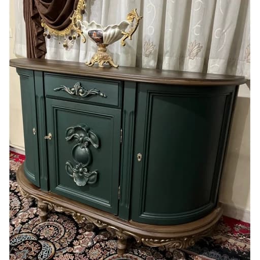 میز کنسول چوبی راش رنگ سبز سلطنتی ابعاد 153 در 100 سفارشی ساز کامنا مدل 13153405