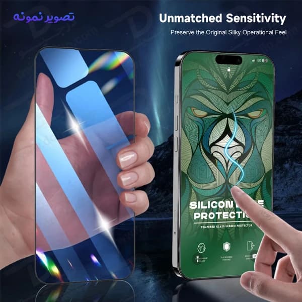 گلس شیشه ای شفاف دور سیلیکونی iPhone 15 Pro برند LITO — تصویر ۳