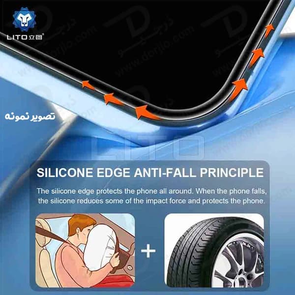 گلس شیشه ای شفاف دور سیلیکونی iPhone 16 برند LITO — تصویر ۳